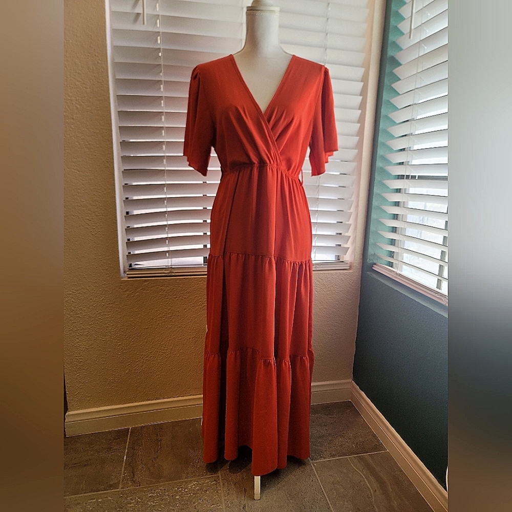 Floor length Red Summer Dress